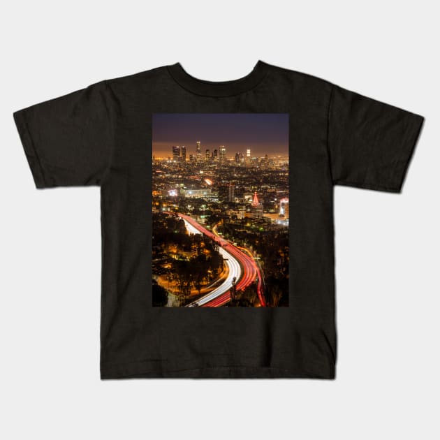 Hollywood Bowl Overlook Kids T-Shirt by jswolfphoto